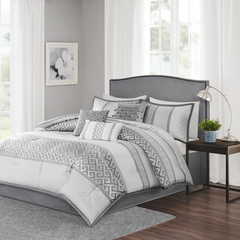 Bennett 7 Piece Comforter Set, Grey color