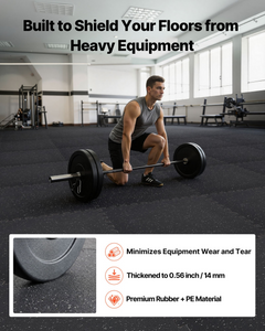 VEVOR Puzzle Exercise Mat, 6 PCS Fitness Equipment Mats, 24 x 24 x 0.56 in, High-Density EVA Foam Mats Set, Interlocking Rubber Soft Tiles, Protective Floor Padding with Gray Dots for Home Gym Office