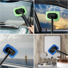Car Window Glass Cleaning Brush, Black Handle With Two Replaceable Microfiber Mop Caps, Perfect For Kitchen & Bathroom, Car Accessories, Car Wash & Maintenance, Cleaning Brushes, Fingerprint & Dust & Mist Removal
