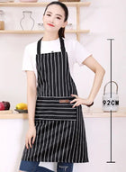 2pcs White Black Striped Man Woman Home Restaurant Kitchen Baking Nail Bib Oil Repellent Work Apron 2 Pockets Adjustable