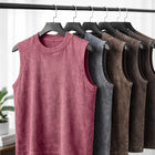 2026 Summer Men Acid Washed Cotton Tank Tops Muscle Sleeveless Workout T Shirts Running Beach Casual Streetwear Loose Fit Tees