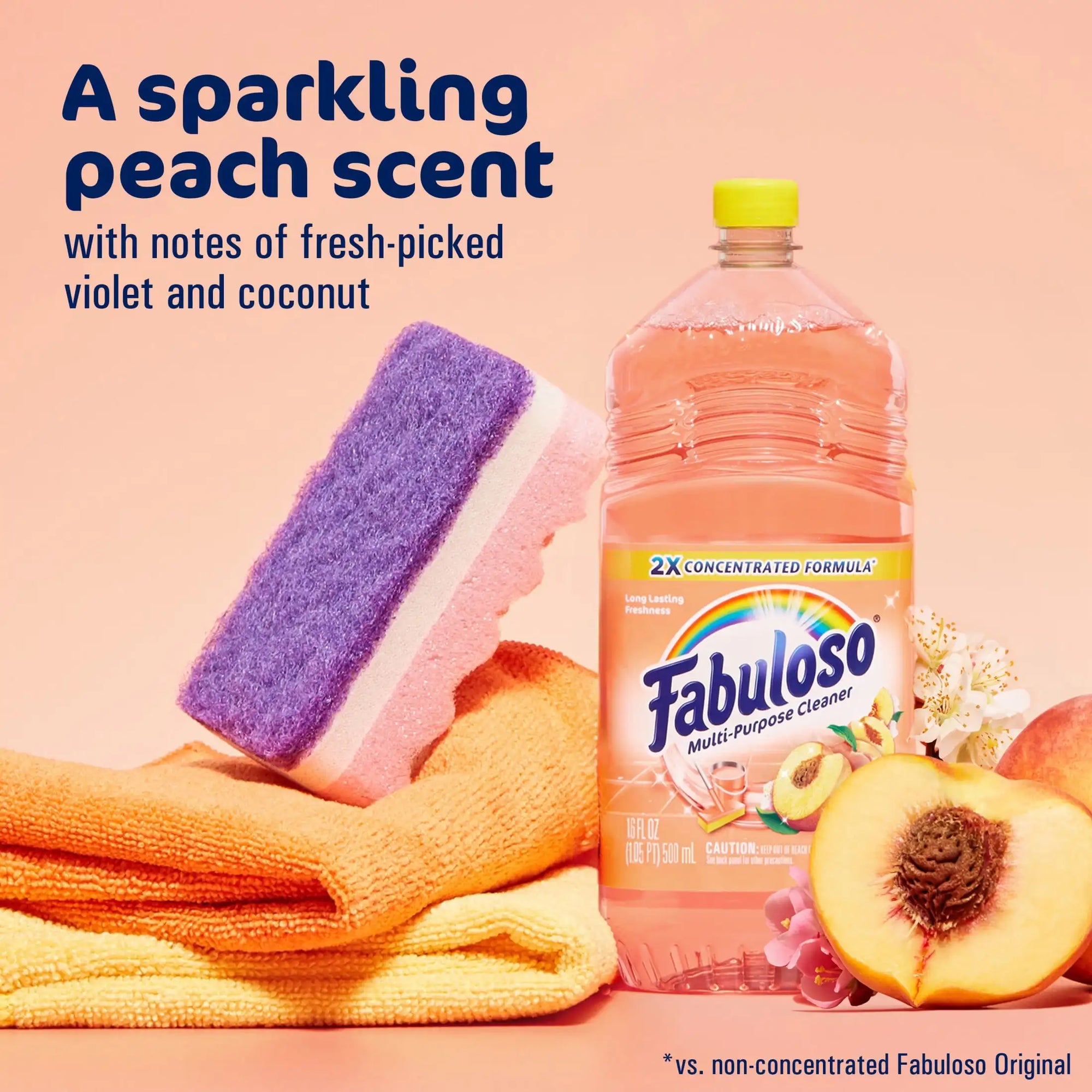Multi-Purpose Cleaner, 2X Concentrated Formula, Floor Cleaner, Peach Scent, 16.9 fl oz