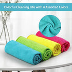 12 Pack Microfiber Cleaning Cloth 210GSM Ultra Soft High Density Towels for Car Glass Kitchen Reusable Rags Blue Green Yellow Pink 11.5x11.5