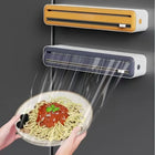 Large Size Plastic Wrap Dispenser with Cutter, Dual Slide Cutting Multifunctional Foil & Parchment Paper Cutter, Reusable Kitchen Film Sealing Machine, Compatible with Plastic Wrap, Aluminum Foil, Baking Paper & Wax Paper, Du