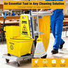 35 Qt Commercial Mop Bucket with Side Press Wringer, Heavy Duty Floor Cleaning Set with Wet Floor Sign, Yellow