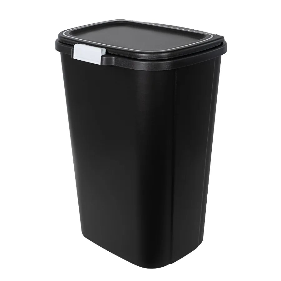 Kitchen Trash Can 13 Gallon Plastic Odor Block Touch Top Garbage Bin with Push Button Lid Black