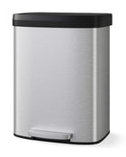 16 Gal/60L Stainless Steel Trash Can with Lid, Step-on Kitchen Garbage Bin, Rustproof Metal, Soft Close, Liner Rim, Rear Handle
