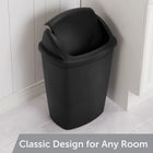 Swing Top Kitchen Trash Can 7.5 Gallon Black Garbage Bin with Lid Odor Control & Hands-Free Operation Compact Step-On Design for Under Sink Bathroom Office Home Use Durable Plastic Wastebasket