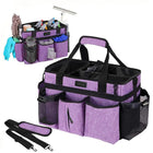 Large Wearable Cleaning Bag Portable Housekeeping Caddy Tote Organizer with Adjustable Shoulder Strap Waist Belt Utility Tool Storage Pouch for Household Janitorial Cleaning Supplies Purple