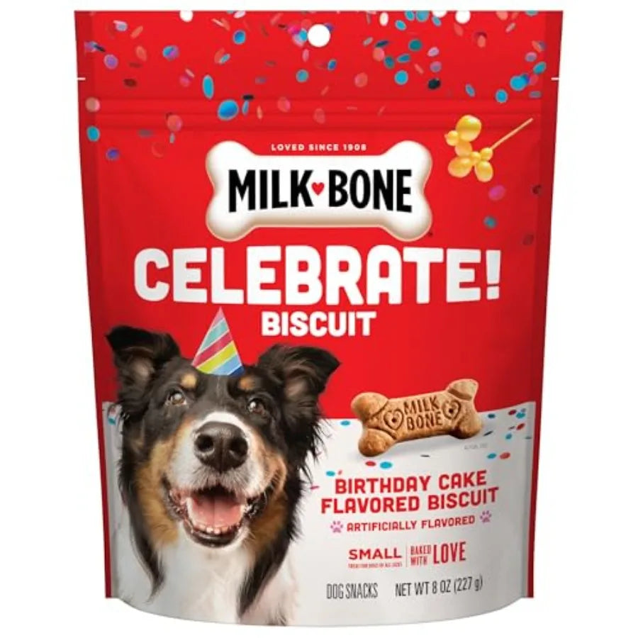 Celebrate Birthday Cake Artificially Flavored Biscuits, Small Dog Treats, 8 oz. Bag