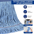 Heavy Duty Mop Head Refill for Commercial Cleaning, Wet Industrial Blue Cotton Looped End String Mop (Pack of 6)