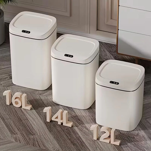 1 Pack Smart Motion Sensor Trash Can Touchless With Lid, Plastic Slim Compact Smart Garbage Bin, Minimalist Seamless Cover Low Voltage Operation Hygienic Waste Solution For Home Kitchen Bathroom Office Outdoor