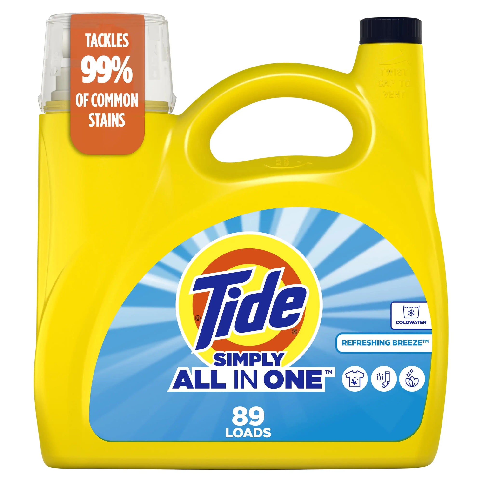 Simply Refreshing Breeze Liquid Laundry Soap, Cleans & Freshens Fabrics, Enough for 24 Washes, Value Bulk Packaging for Daily Laundry