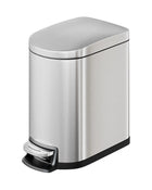 1.6 Gal Step-On Trash Can, Stainless Steel Small Bathroom Garbage Bin with Soft Close Lid, Slim Space-Saving Design, Removable Inner Bucket for Bathroom, Bedroom, Office