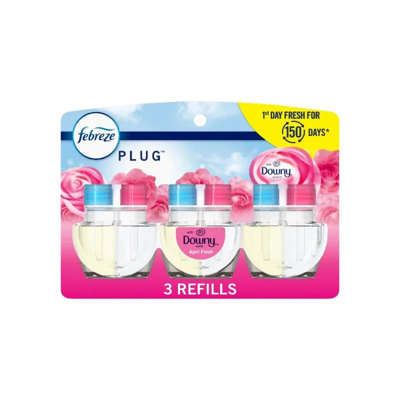 Febreze Plug in Air Freshener Scented Oil Refill, Downy April Fresh, 3 Count