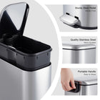 Slim Trash Can with Lid, 5L / 12L Stainless Steel Step Garbage Can for Bathroom, Kitchen and Office, Soft Close Narrow Waste Bin with Removable Inner Bucket