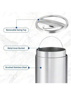 50L Stainless Steel Trash Can With Flip Lid And Removable Inner Bucket For Kitchen Home Office