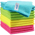 12 Pack Microfiber Cleaning Cloth 210GSM Ultra Soft High Density Towels for Car Glass Kitchen Reusable Rags Blue Green Yellow Pink 11.5x11.5