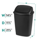 Swing Top Kitchen Trash Can 7.5 Gallon Black Garbage Bin with Lid Odor Control & Hands-Free Operation Compact Step-On Design for Under Sink Bathroom Office Home Use Durable Plastic Wastebasket