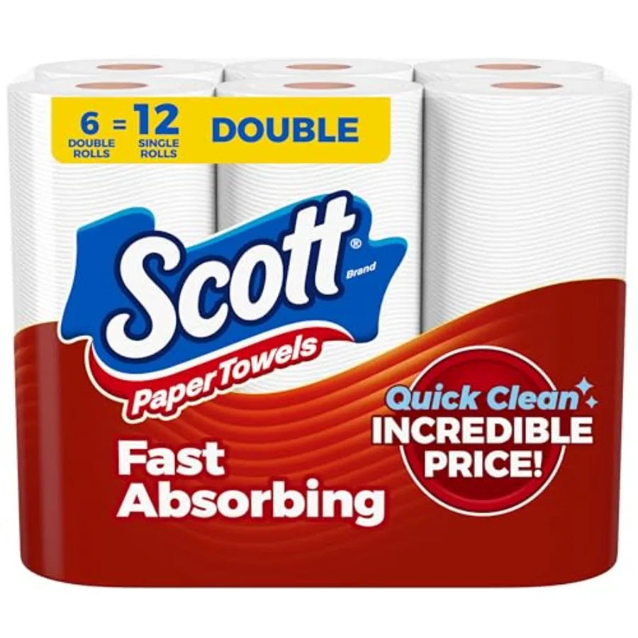 Kitchen paper towels for home use, cellulose fiber, white, perforated sheets for customizable tearing