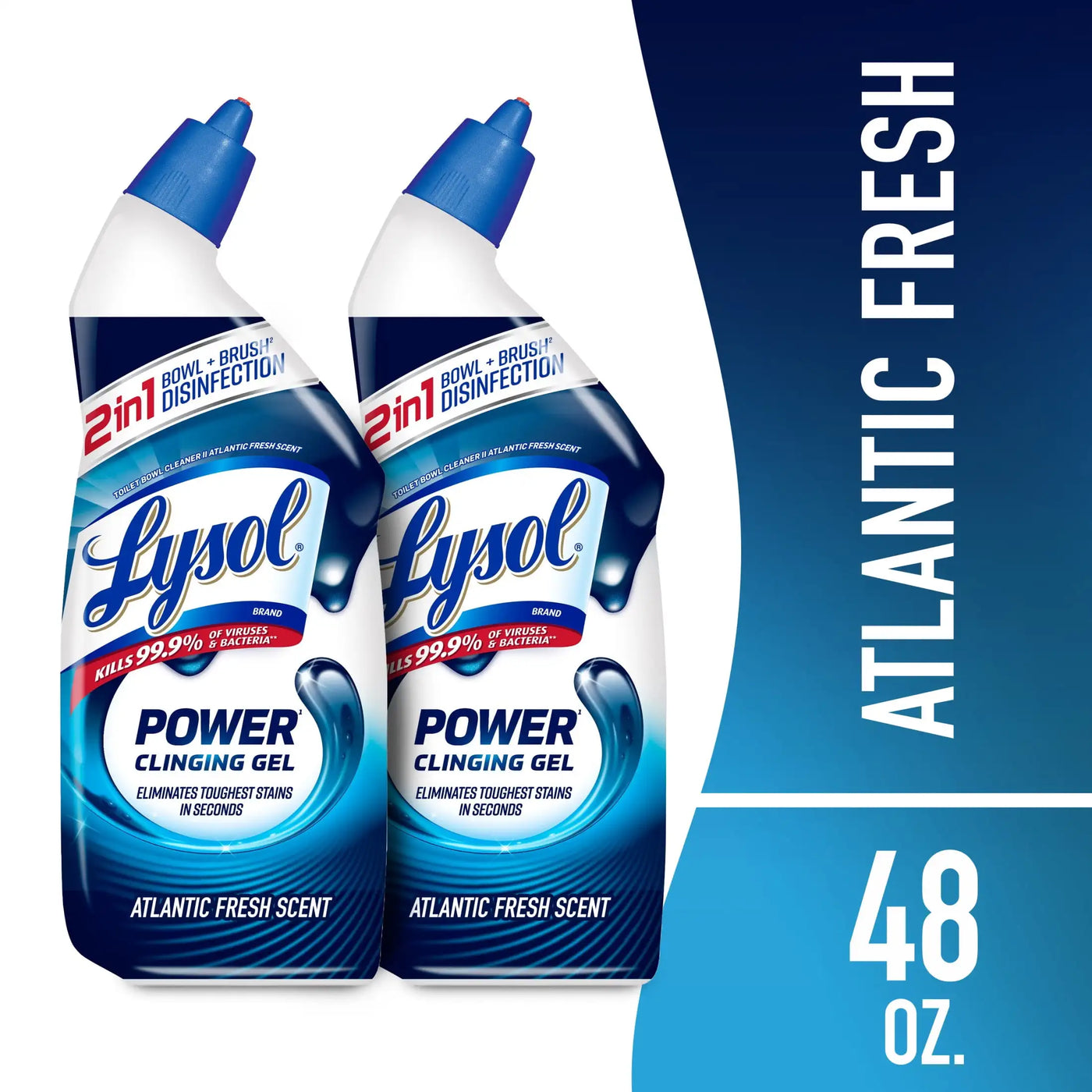 Lysol Power toilet bowl cleaner gel, Cleaning, Disinfecting and Stain Removal, 24 oz, Pack of 2