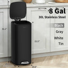 mVm Stainless Steel Trash Can 20L/30L, Step Pedal Garbage Bin with Lid, Fingerprint-Resistant, Soft Close & Quiet, Modern Waste