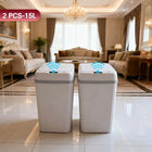 Smart Induction Automatic Sensor Trash Can Silent Auto Open Cover Garbage Bin Luxury High Appearance Level Waste Basket for Kitchen Bathroom Bedroom Office Narrow Side Gap Household Use 2PCS Optional