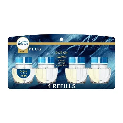 Febreze Plug Quadruple Air Freshener Refills - Ocean - 3.48 fl oz/4pk