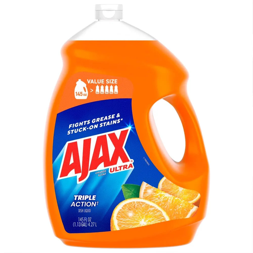 Ultra Triple Action Dishwashing Liquid Dish Soap Concentrated Orange Scent for Kitchen Cleaning Greasy Dishes 145 Fl Oz Bulk