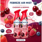 Two-Pack Febreze Cherries & Berries Scent Air Mist Odor-Neutralizing Air Freshener Spray, 8.1 Ounces apiece