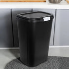 Kitchen Trash Can 13 Gallon Plastic Odor Block Touch Top Garbage Bin with Push Button Lid Black