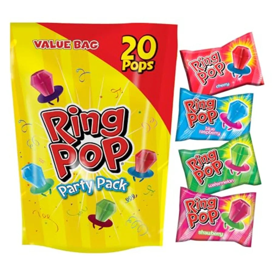 Ring Pop Lollipops - Bulk Candy Individually Wrapped Suckers Variety Party Pack- w/Assorted Flavors - Hard Candy for Party Favo