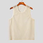 New American Style Fashion Men Tops Popular Vacation Hollow Out Mesh Vests Sexy Casual Sleeveless Tank Tops S-2XL 2025 Summer