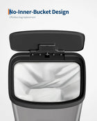 16 Gal/60L Stainless Steel Trash Can with Lid, Step-on Kitchen Garbage Bin, Rustproof Metal, Soft Close, Liner Rim, Rear Handle