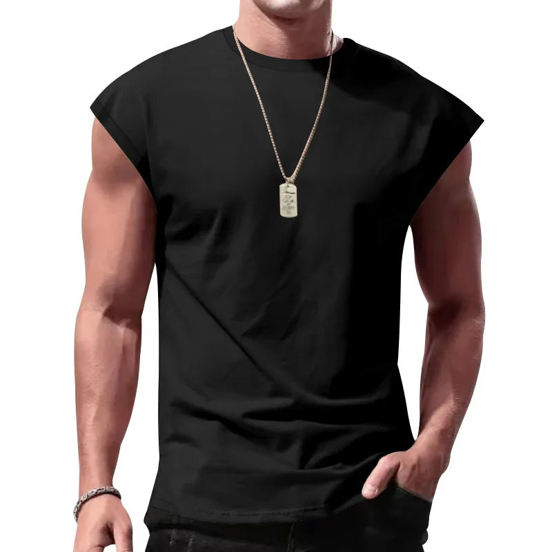 2026 Men's Sleeveless T-Shirt for Summer Casual Sports - Loose Fit Men's Sleeveless Base Shirt Vest  European size