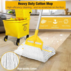35 Qt Commercial Mop Bucket with Side Press Wringer, Heavy Duty Floor Cleaning Set with Wet Floor Sign, Yellow