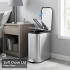 Slim Trash Can with Lid, 5L / 12L Stainless Steel Step Garbage Can for Bathroom, Kitchen and Office, Soft Close Narrow Waste Bin with Removable Inner Bucket