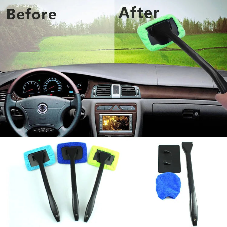 1Pcs Detachable Car Washing Brush Window Cleaner Soft Microfiber Bonnet Long Handle Dust Brush Windshield Cleaning Brush