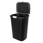 Kitchen Trash Can 13 Gallon Plastic Odor Block Touch Top Garbage Bin with Push Button Lid Black