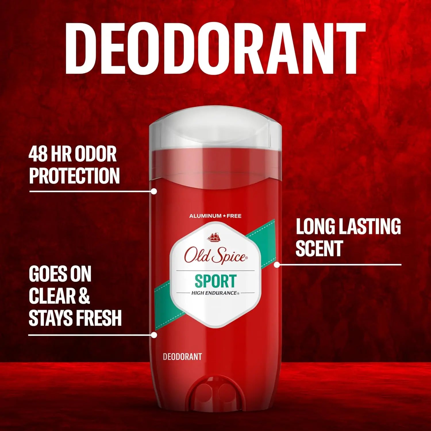 Old Spice Aluminum Free Deodorant for Men, High Endurance, 24/7 Lasting Freshness & Long Lasting Scent, 24/7 Advanced Sweat & Odor Protection, Pure Sport Scent, 2.25 oz