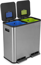21 Gallon 80L Dual Compartment Stainless Steel Kitchen Trash Can Hands Free Step Pedal Bin Soft Close Lid with Odor Filter 40L+40L Recycling Bin for Home Kitchen