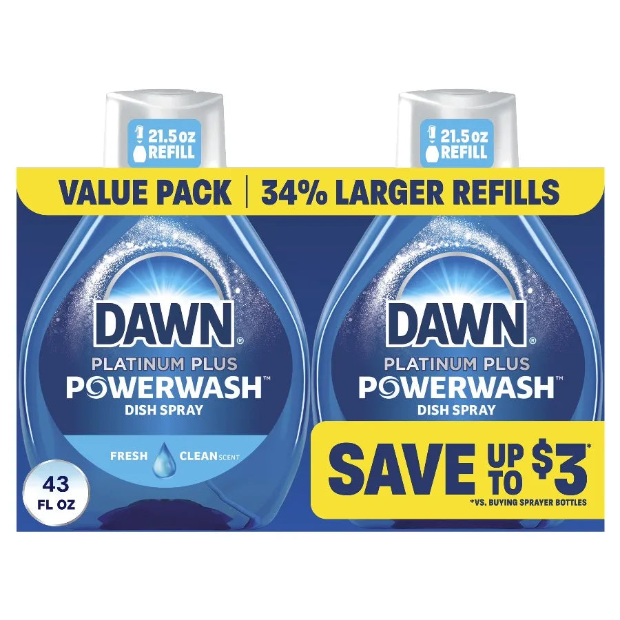 ICUTE-Dawn Powerwash Spray Refill, Dish Soap, Dishwashing Liquid, Fresh, 2 Refills, 43 Fl Oz