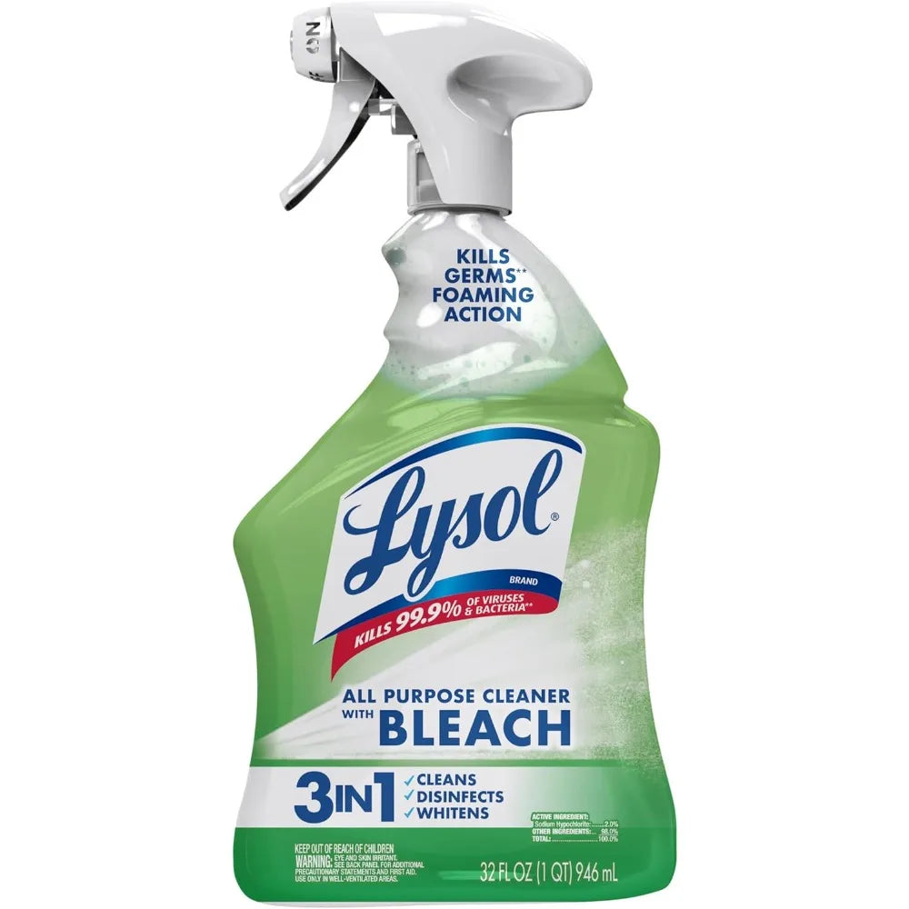 Lysol Multi-Purpose Cleaner Sanitizing and Disinfecting Spray with Bleach, All Purpose Cleaning Spray for Bathrooms and Kitchens, 32oz