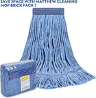 Heavy Duty Mop Head Refill for Commercial Cleaning, Wet Industrial Blue Cotton Looped End String Mop (Pack of 6)