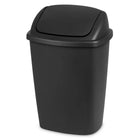 Swing Top Kitchen Trash Can 7.5 Gallon Black Garbage Bin with Lid Odor Control & Hands-Free Operation Compact Step-On Design for Under Sink Bathroom Office Home Use Durable Plastic Wastebasket