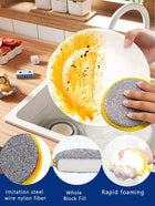 10pcs Double-Sided Dish Sponges with Steel Wire Scrubber, Long-Lasting and Reusable Kitchen Cleaning Sponges for Dishes, Tabletops, Stove Surfaces, Etc.