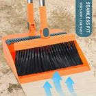Long Handle Broom and Dustpan Set with Comb Teeth - Durable Floor Cleaning Tools for Pet Hair Removal, Home & Office Use