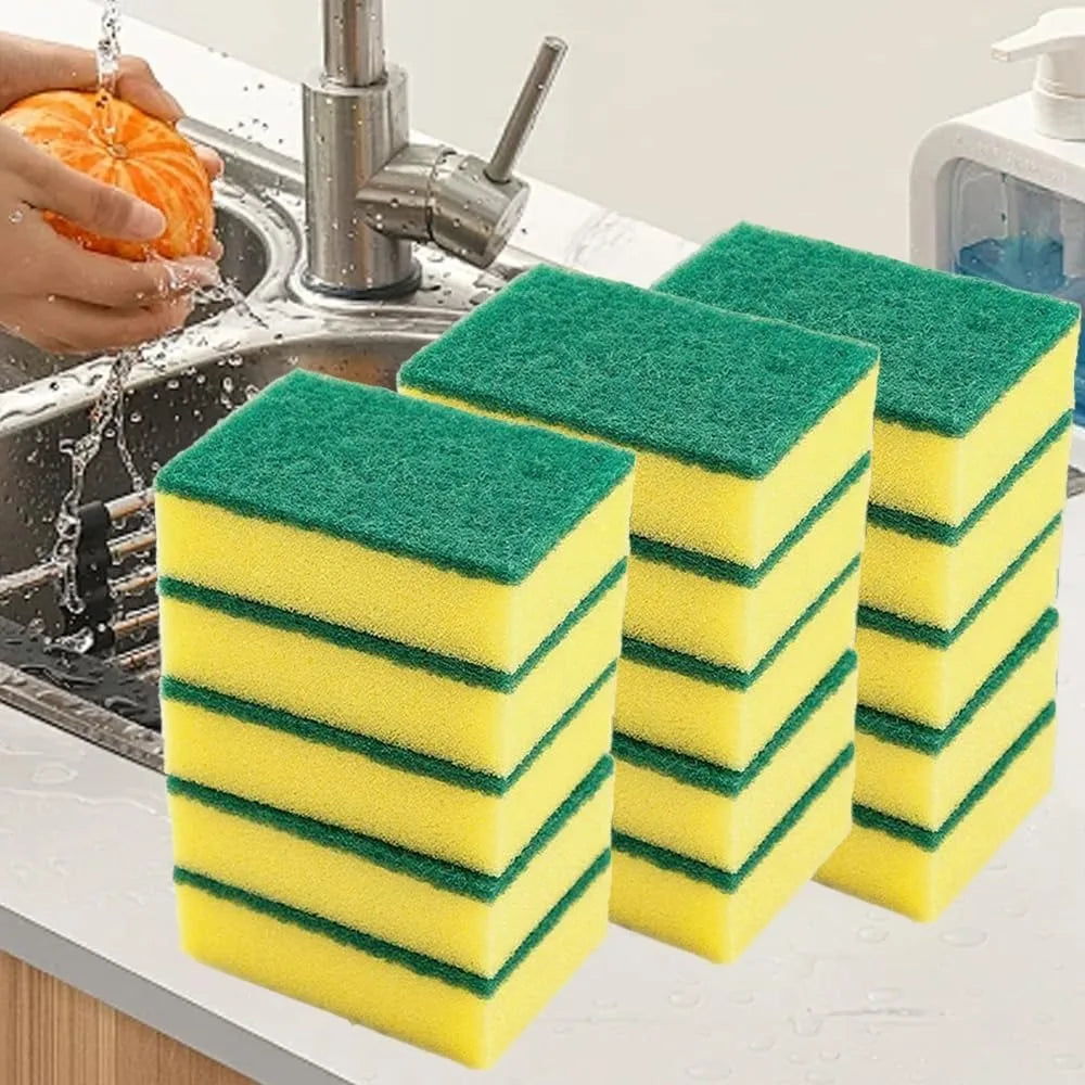 15 Pack Dual Sided Kitchen Sponges Heavy Duty Scrub Sponges for Dishes Cleaning Non Scratch Scouring Pads Household Kitchen Cleaning Supplies