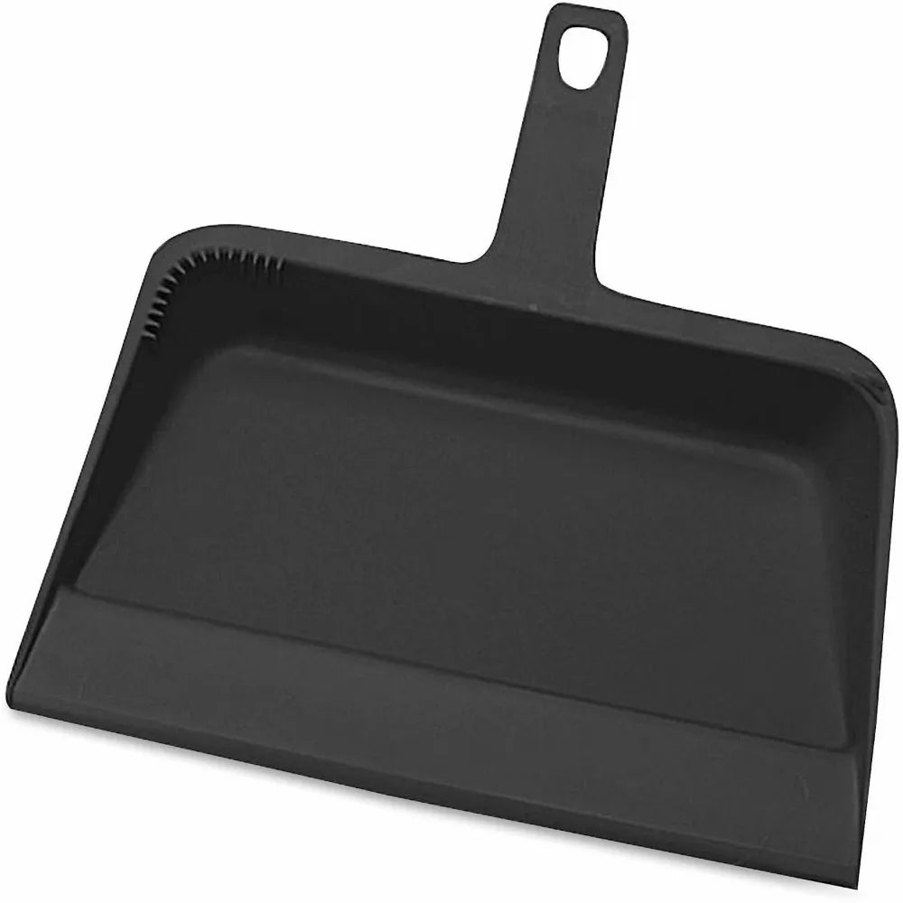 Heavy Duty Plastic Dust Pan for Home Cleaning Commercial Use Durable Large Capacity Long Handle Black Industrial Dustpan for Floor Sweeping